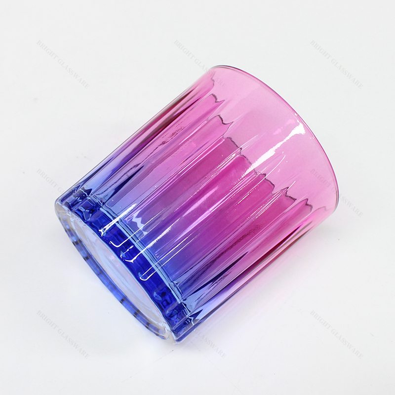Gradient Color Round Glass Candle Jar with Lid